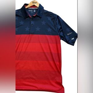 Men's Patriotic Polo Red & Blue Polo. Walter Hagen. Size M. 92% poly 8% spandex